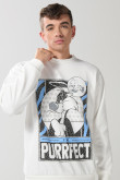 Buzo crema claro cuello redondo con arte de Looney Tunes