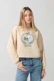 Buzo kaki claro crop top con estampado de Snoopy