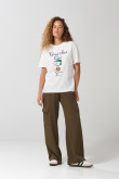 Camiseta de Snoopy crema clara con manga corta