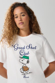 Camiseta de Snoopy crema clara con manga corta