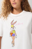 Camiseta crema cuello redondo con arte de Looney Tunes