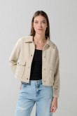Chaqueta tipo cuello trucker  tonos pastel unicolor