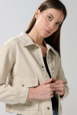 Chaqueta tipo cuello trucker  tonos pastel unicolor