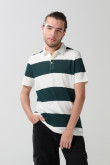 Camiseta polo unicolor con rayas y cuello en contraste