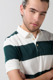 Camiseta polo unicolor con rayas y cuello en contraste