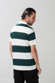 Camiseta polo unicolor con rayas y cuello en contraste