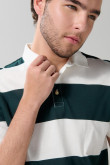 Camiseta polo unicolor con rayas y cuello en contraste