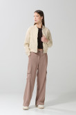 Chaqueta unicolor bomber liviana con cremallera