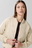 Chaqueta unicolor bomber liviana con cremallera