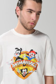Camiseta manga corta crema con arte de Animaniacs