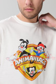 Camiseta manga corta crema con arte de Animaniacs