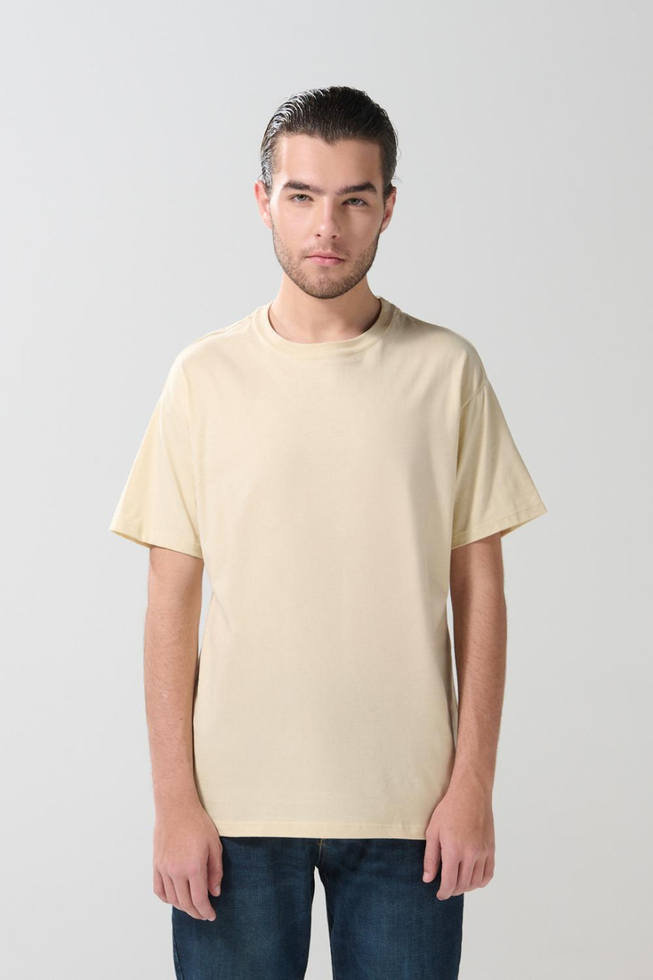Camiseta cuello redondo en algodón unicolor