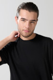 Camiseta hombro rodado en algodón unicolor con manga corta