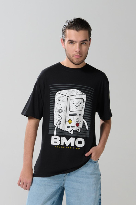 Camiseta negra manga corta con arte de Hora de Aventura