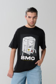 Camiseta negra manga corta con arte de Hora de Aventura
