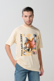 Camiseta kaki cuello redondo con diseño de Tom y Jerry