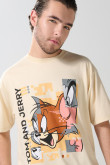 Camiseta kaki cuello redondo con diseño de Tom y Jerry