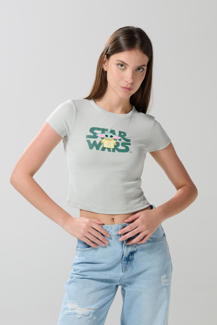 Camiseta verde clara de The Mandalorian con cuello redondo