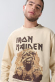 Buzo kaki cuello redondo con estampado de Iron Maiden