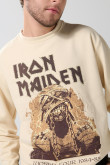 Buzo kaki cuello redondo con estampado de Iron Maiden