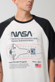 Camiseta de NASA crema clara con manga ranglan corta