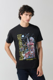 Camiseta negra manga corta con estampado de Iron Maiden