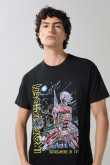 Camiseta negra manga corta con estampado de Iron Maiden