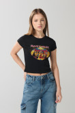 Camiseta negra acanalada manga corta de Iron Maiden