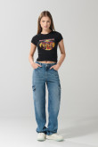 Camiseta negra acanalada manga corta de Iron Maiden