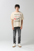 Camiseta oversize kaki clara de NASA con cuello redondo