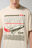 Camiseta oversize kaki clara de NASA con cuello redondo