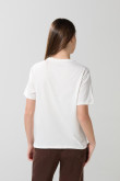 Camiseta para mujer manga corta, unicolor, hombro rodado, estampado en frente de The Mandalorian.