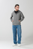 Cardigan masculino con capota unicolor con estampado en frente estilo College.