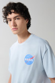 Camiseta oversize azul manga corta con artes de NASA