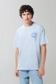 Camiseta oversize azul manga corta con artes de NASA
