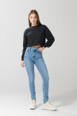Jean azul jegging con tiro súper alto y ligeros desgastes