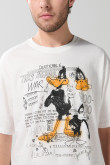 Camiseta crema manga corta con arte de Looney Tunes