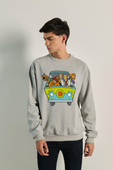 Buzo unicolor cuello redondo con diseño de Scooby-Doo