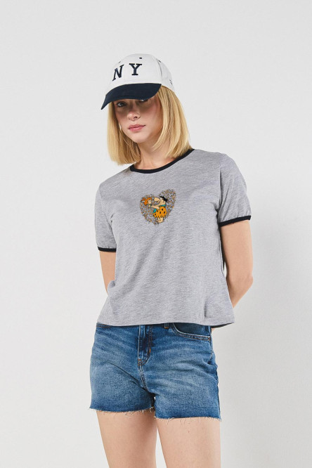 Camiseta de Los Picapiedra unicolor con manga corta