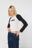 Camiseta unicolor de Los Picapiedra con manga ranglan larga