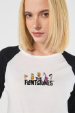 Camiseta unicolor de Los Picapiedra con manga ranglan larga