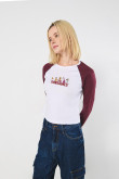 Camiseta unicolor de Los Picapiedra con manga ranglan larga
