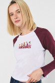 Camiseta unicolor de Los Picapiedra con manga ranglan larga