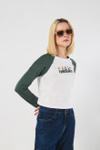Camiseta unicolor de Los Picapiedra con manga ranglan larga