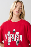 Camiseta roja oscura de Mafalda manga corta oversize