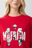 Camiseta roja oscura de Mafalda manga corta oversize