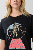 Camiseta negra cuello redondo con arte de Star Wars