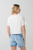 Camiseta crop top crema con diseño de Félix el Gato