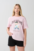 Camiseta unicolor manga corta con diseño de osito