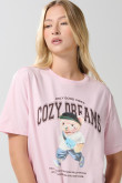 Camiseta unicolor manga corta con diseño de osito